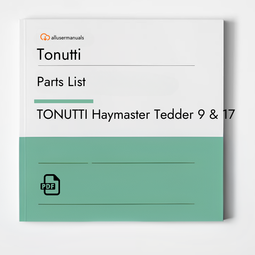 Tonutti Tedders TONUTTI Haymaster Tedder 9 Manual