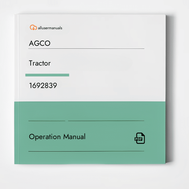 AGCO Tractors 1692839 Manual